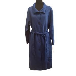 NWT Bernardo Cobalt Blue Belted Wool Blend Longline Coat Handmade Women Size S